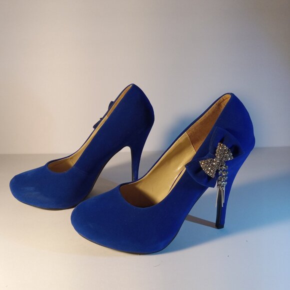 FABULOUS IVORI- 89 ROYALE BLUE SIZE 8 1/2 HIGH HEEL SHOES - Picture 1 of 6